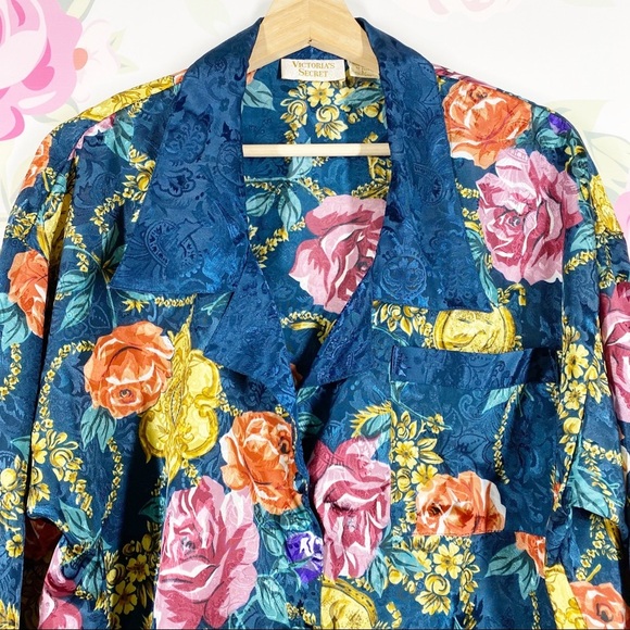 Vintage Victoria’s Secret Floral Button Down Pajama Top L - Picture 2 of 13